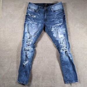 Jordan Craig Jeans Mens 38X32 Blue Denim Legacy Edition Sean Splatter Distressed